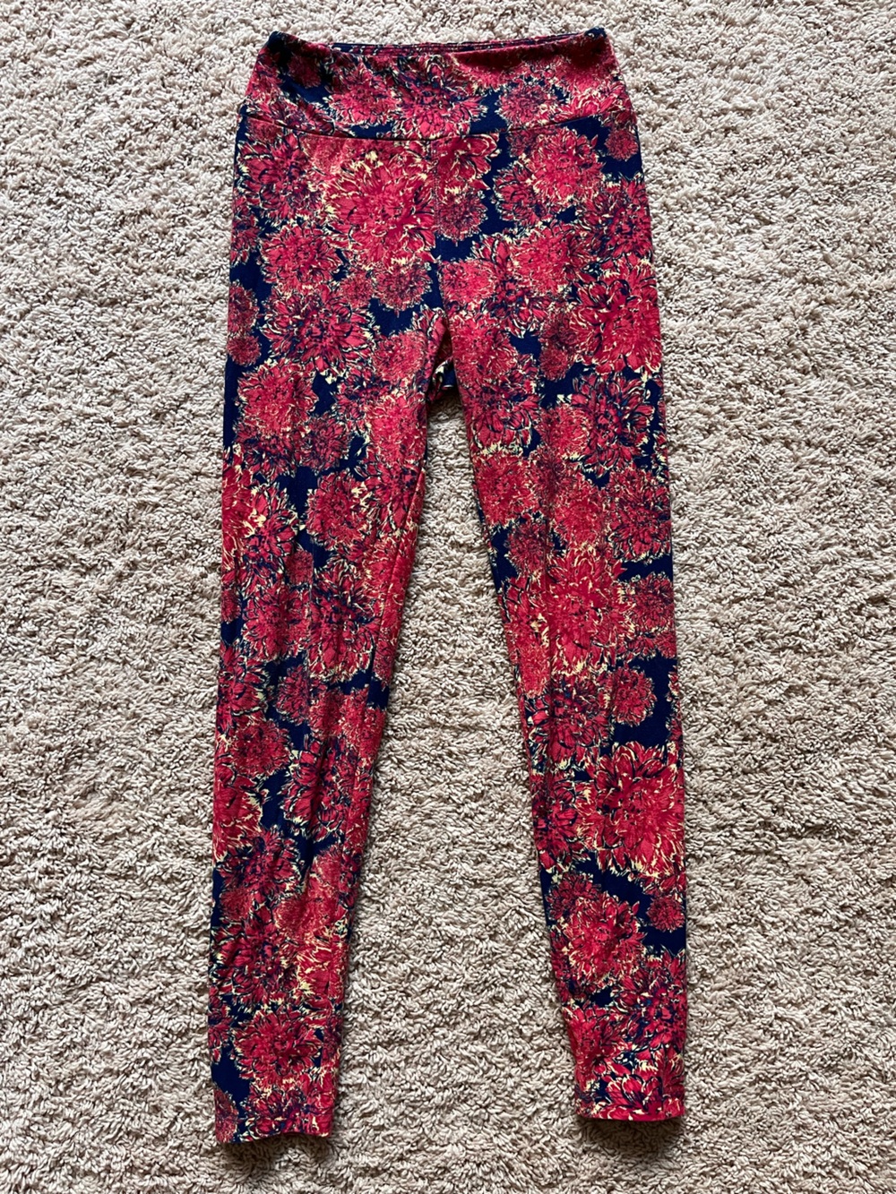 LuLaRoe Pink and Navy Floral Leggings